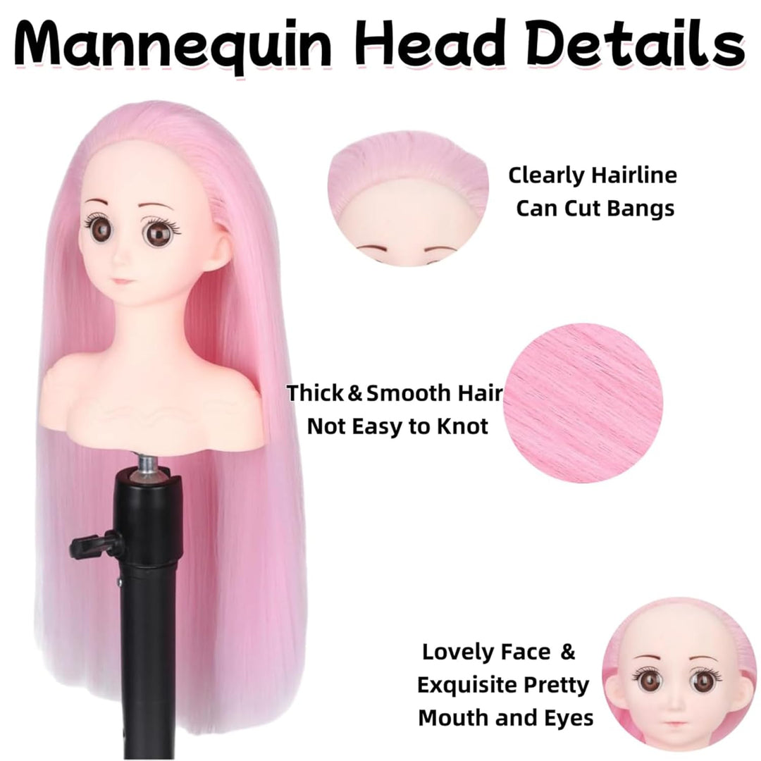 Mannequinkopf mit Haaren, 40,6 cm, Kosmetologie-Kopf zum Üben von Frisuren, Puppenkopf, Übungskopf f