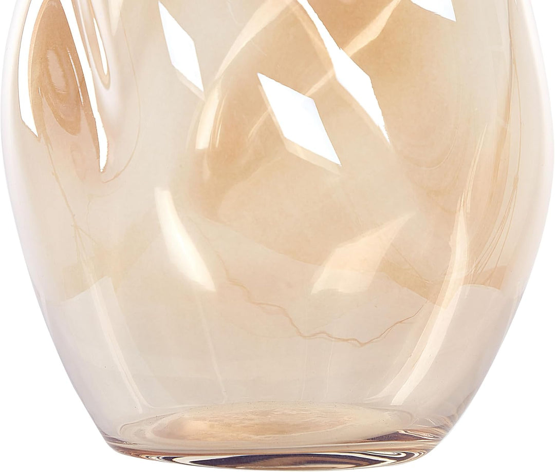 Deko Blumenvase Glas orange 20 cm bauchig geschwungen breite Öffnung Gerakini