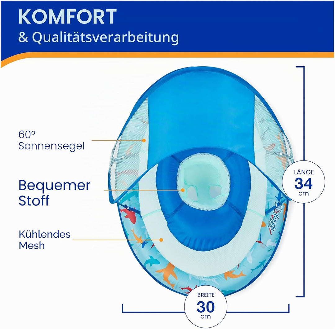 Swimways Baby Spring Float, Baby Pool Float with Canopy & UPF Protection, Swimming Pool Accessories