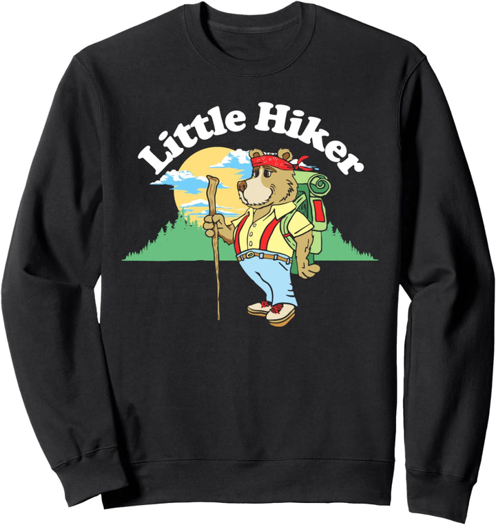 Little Hiker Cute Bear Cub Retro Style Hiking Sweatshirt