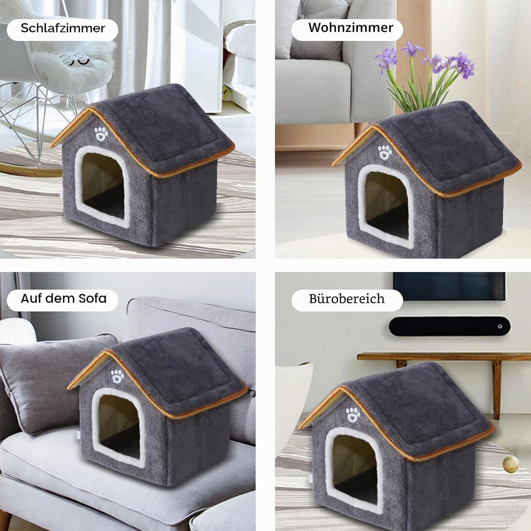 Galatée Hundehütte, Warmes Katzenhöhlenbett Für Den Innenbereich, Süsses, Faltbares Katzenhaus, Wasc