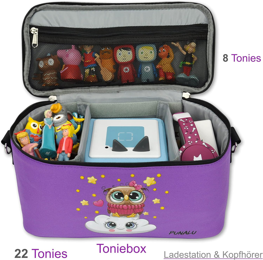 PUNALU Tasche für Toniebox inkl. Schutzfolie passend für Toniebox, Platz für 30 Tonies, Ladegerät un