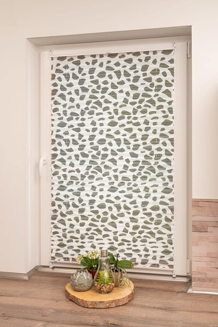 K-home Klemmfix-Plissee, Steingrau Bedruckt, 85 x 130 cm 85 x 130 cm Steingrau Bedruckt, 85 x 130 cm