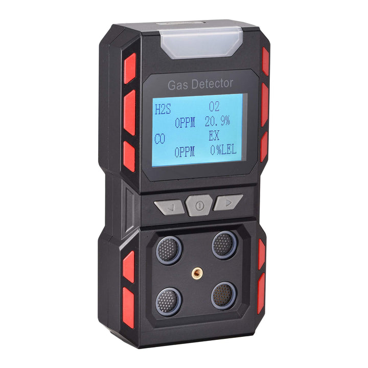 Scondaor Tragbarer 4-in-1-Gasmelder, tragbarer Gaslecksuchgerät mit digitaler LCD-Anzeige, 4-Gas Mes