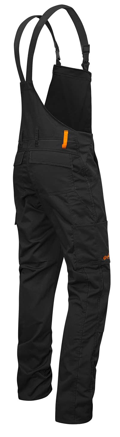 strongAnt Latzhose Herren Stretch Arbeitshose Arbeitslatzhose mit Kniepolstertaschen Schwarz Grau We