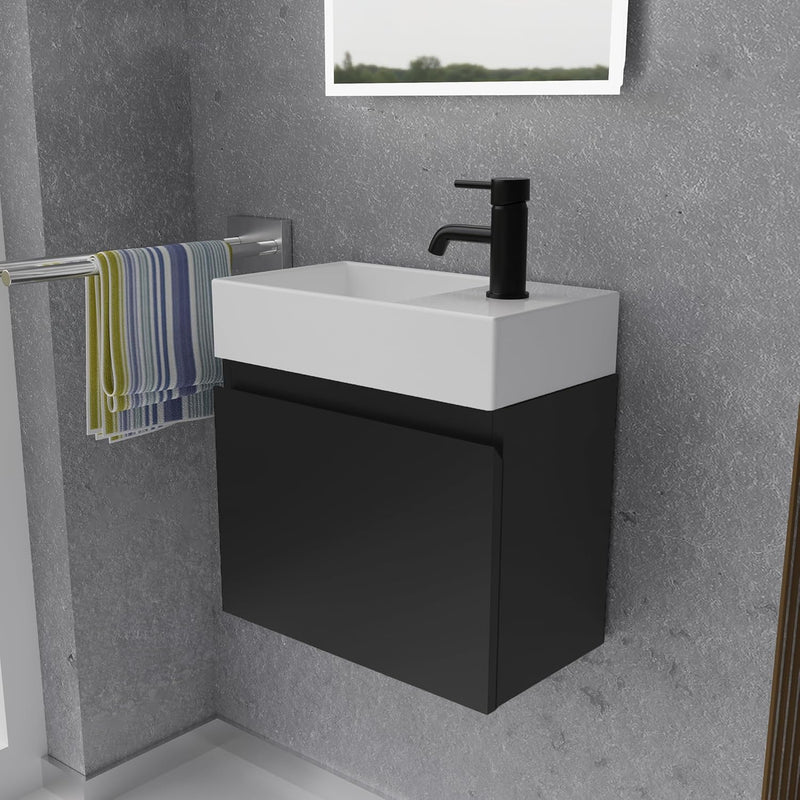Alpenberger Gäste WC Waschbecken mit Unterschrank 45 cm Breit | Waschtisch Set Klein | Aufsatzwaschb