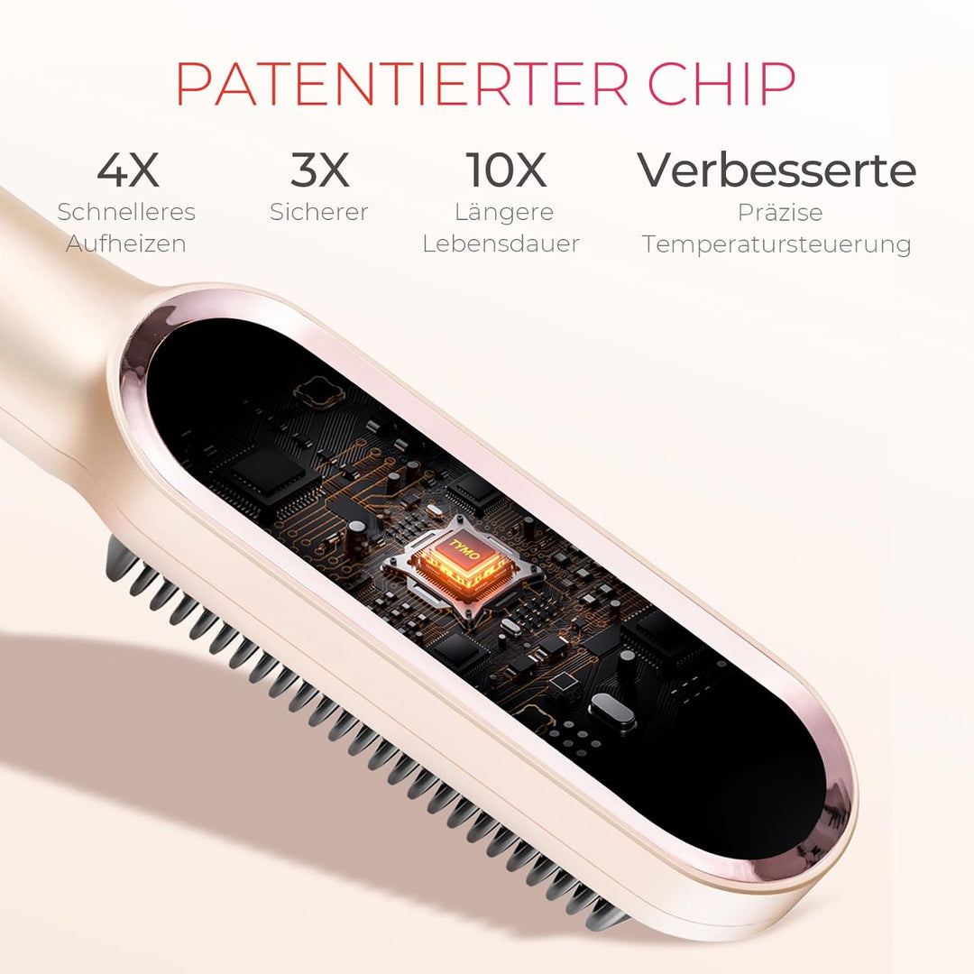 TYMO Glättbürste, Haarglättungsbürste, Schnelles Aufheizen, 5 Heizstufen, Automatische Abschaltung,