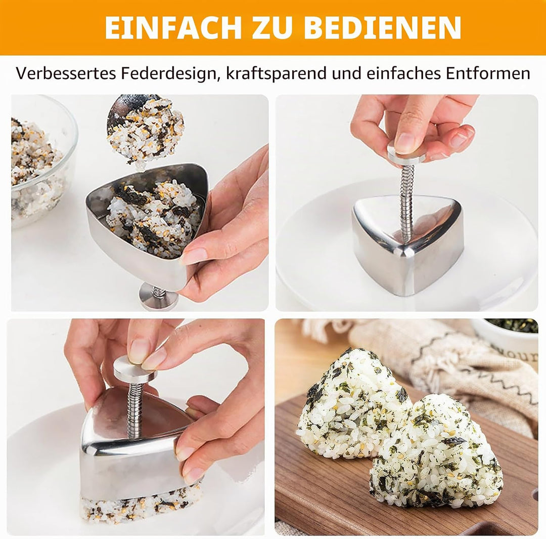 2 Stück Onigiri Form Sushi Maker Sushi Form Mold Edelstahl Dreieck Reisbällchen Maker Reisform DIY W