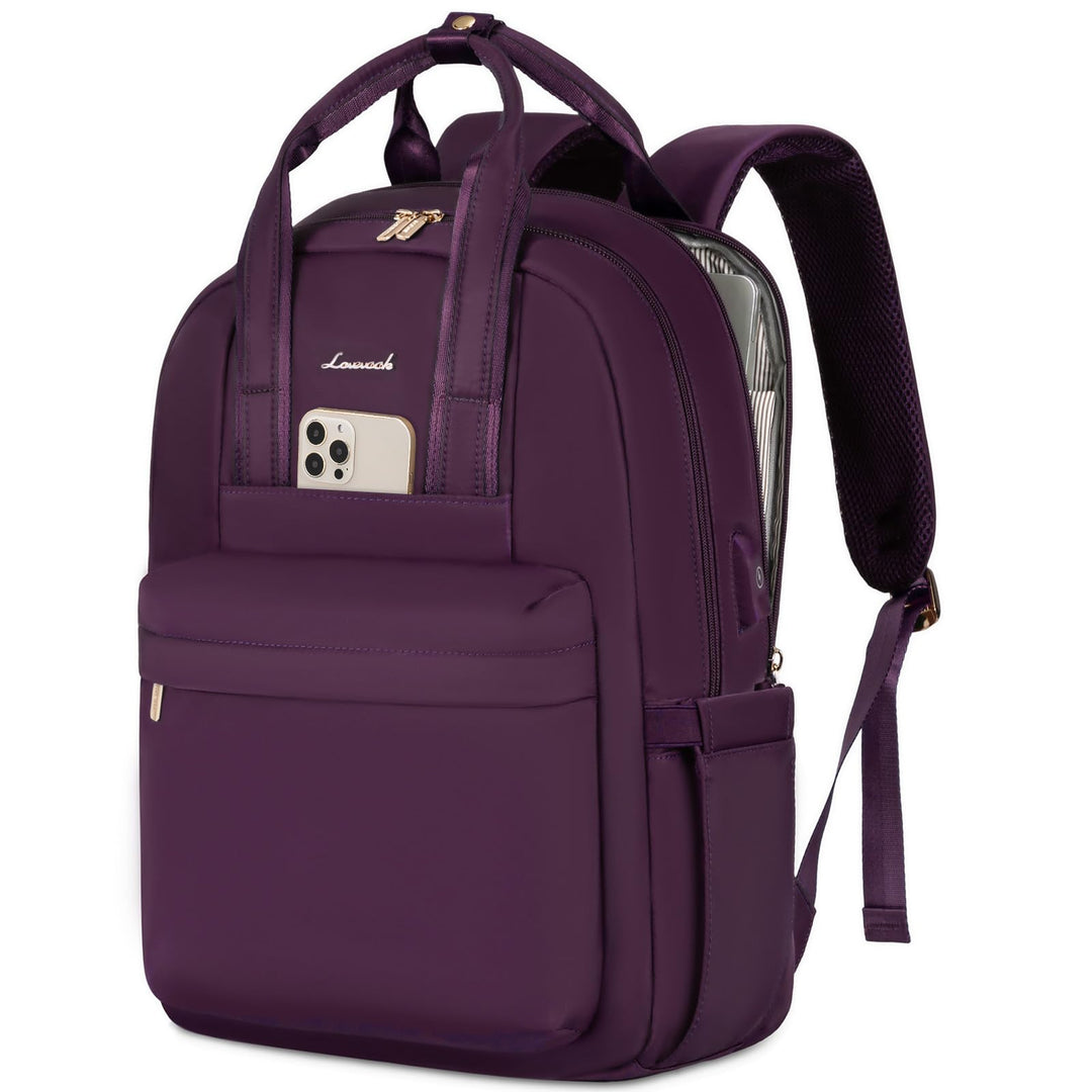 LOVEVOOK Laptop Rucksack Damen, 15,6 Zoll Schulrucksack Teenager mit USB Ladeanschluss, Wasserdicht