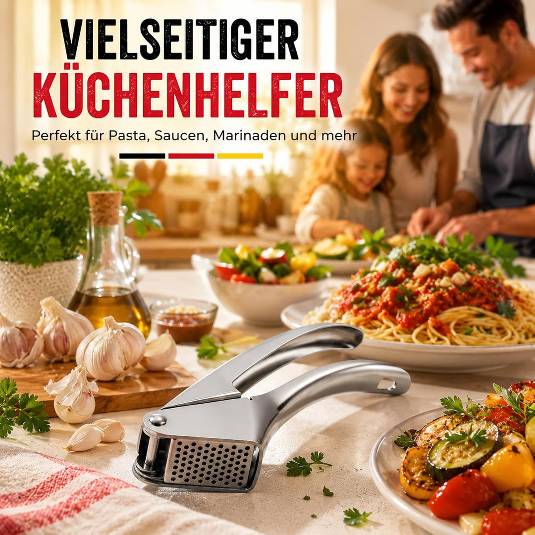 Knoblauchpresse Edelstahl Spülmaschinenfest, Profi Garlic Press, Robuste Knoblauch Presse für Knobla