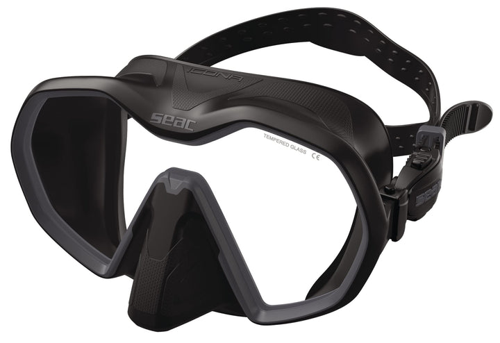 Seac Icona, rahmenlose Einglas-Tauchmaske, 100% Made in Italy schwarz/anthrazit, schwarz/anthrazit