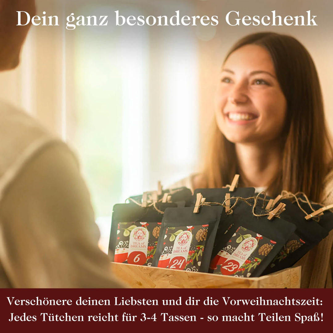 Tee Adventskalender 2025 Bio - Geschenk für Frauen und Männer - Mit Liebe gefertigt von Menschen mit