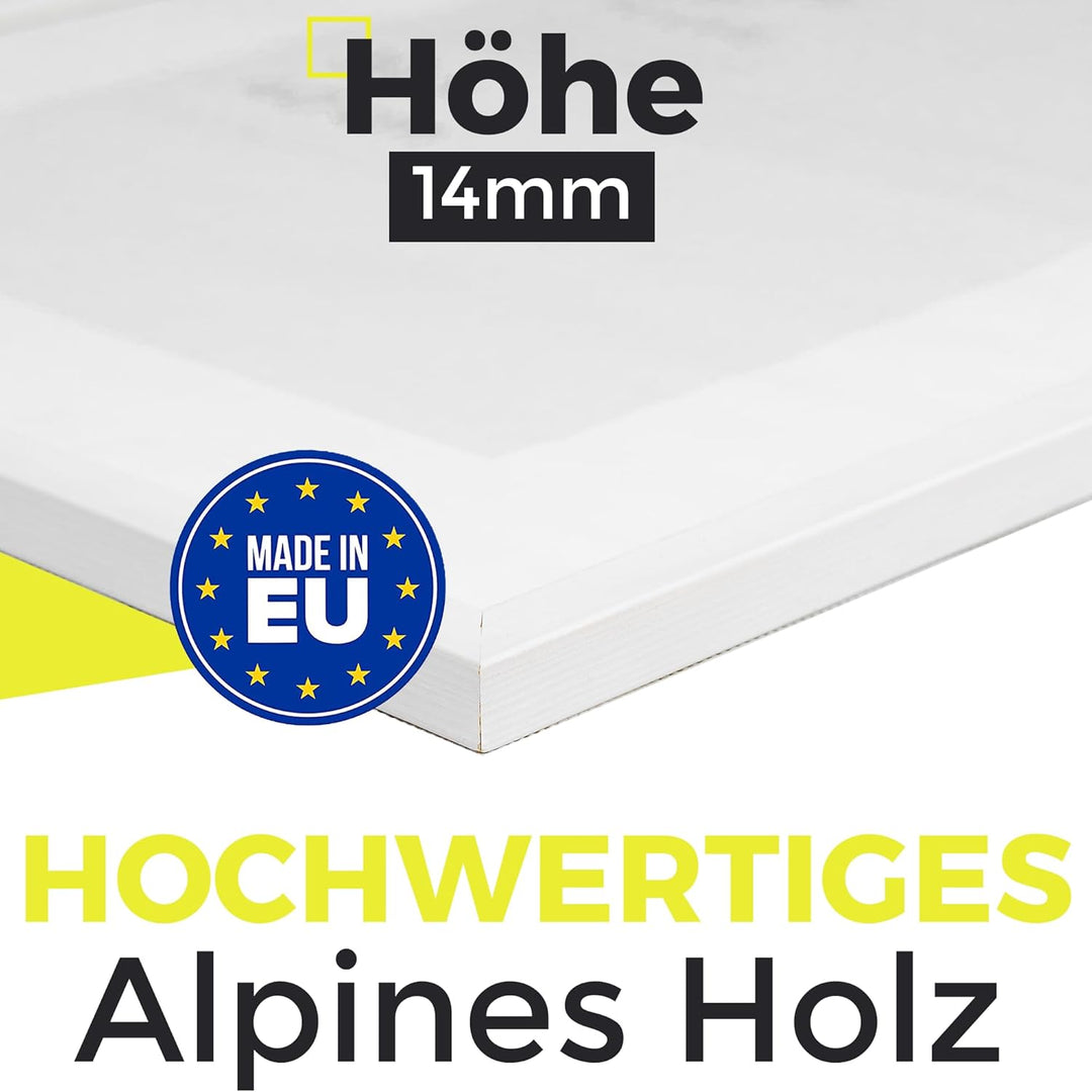 Estancia Weiss Holz Bilderrahmen 30x40 cm mit Bruchsicherem Acrylglas | Moderner Portraitrahmen Holz