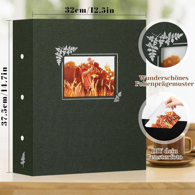 Lanpn Fotoalbum 11,5x15 11x15 600 Taschen, Grosses Leinen Einstecken Einsteckalbum für Vertikale und
