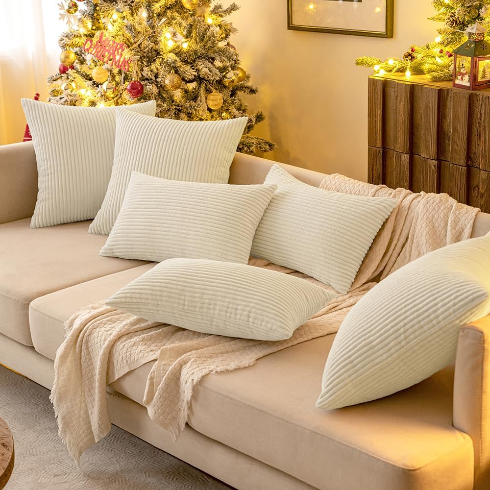 MIULEE Weihnachten 4er Set Kissenbezüge Kord Kissenhülle Dekorative Kissenbezug Sofakissen Couchkiss