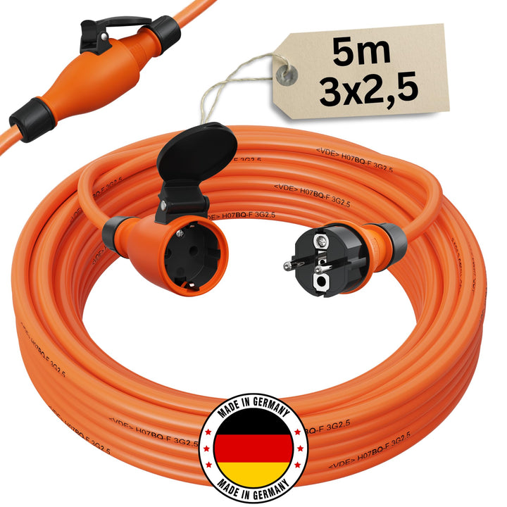 Schutzkontakt Pur-Verlängerungskabel H07BQ-F 3x1,5 bis 3x2,5 mm² IP44 Aussenbereich Baustelle 230V 1