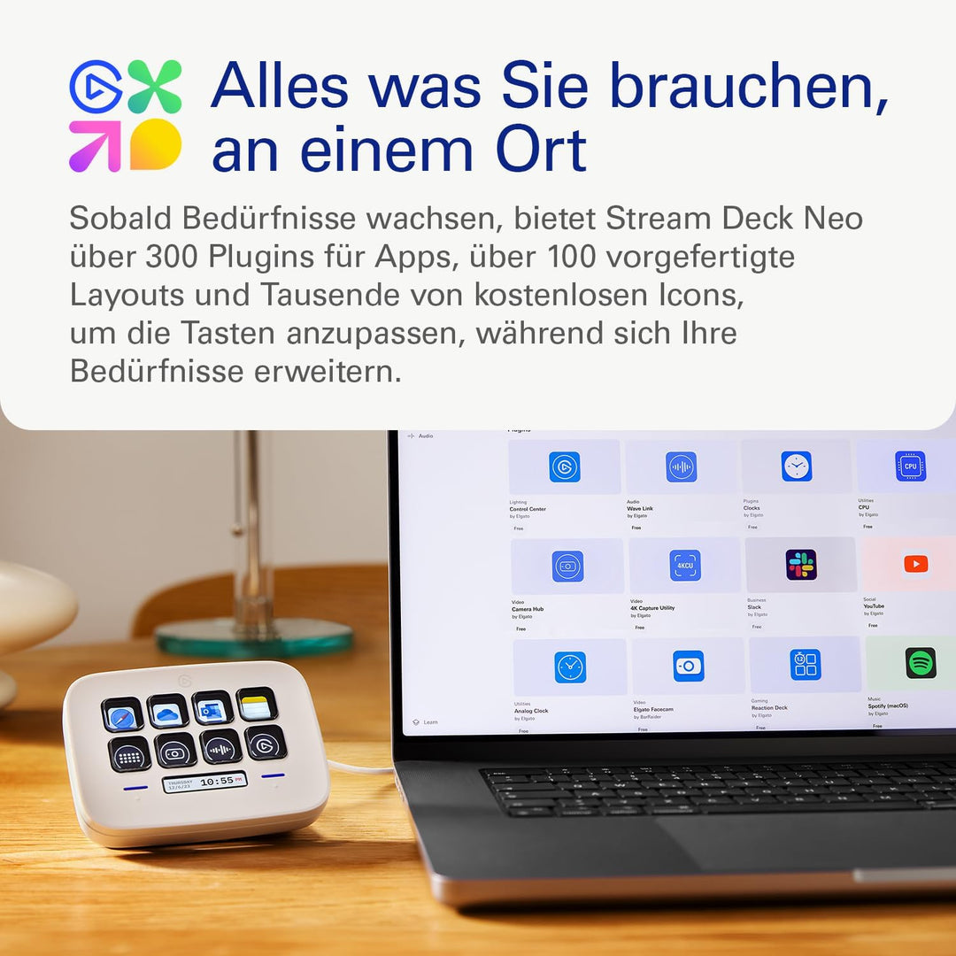 Elgato Stream Deck Neo – 8 anpassbare Tasten, 2 Touch Points, rasante Tasks & Workflows – Steuern Si