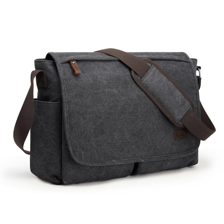S-ZONE Herren Umhängetasche Grosse Vintage Canvas Messenger Bag Aktenktasche Schultertasche Bürotasc