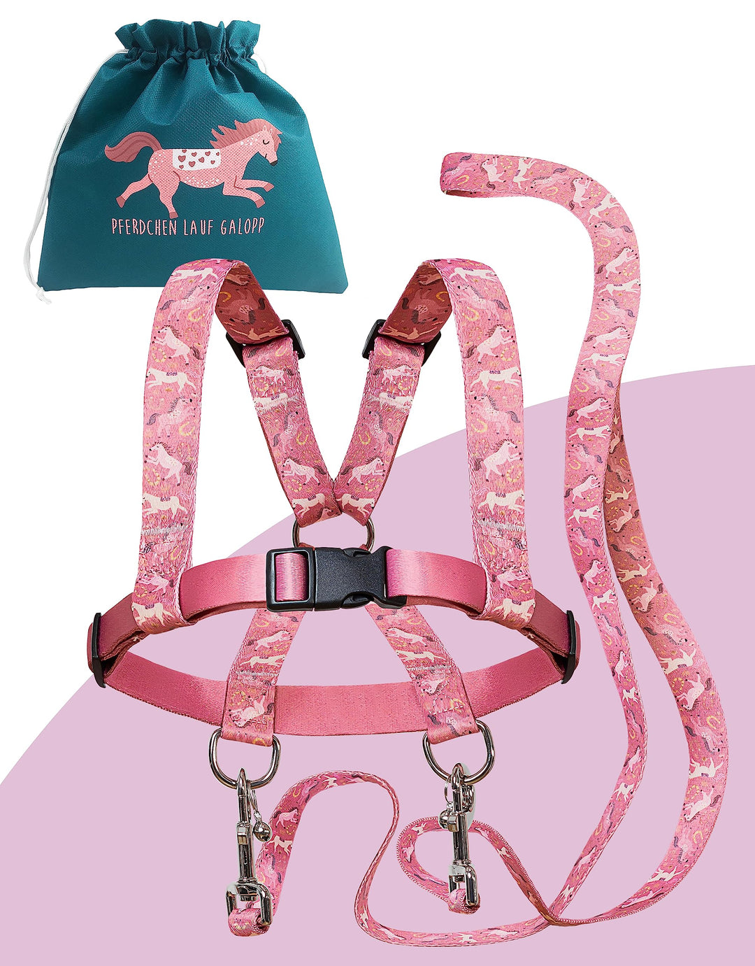 Jubi® Rosa Pferdeleine Kinder - grössenverstellbar für perfekten Sitz und Aufbewahrungsbeutel - Pfer