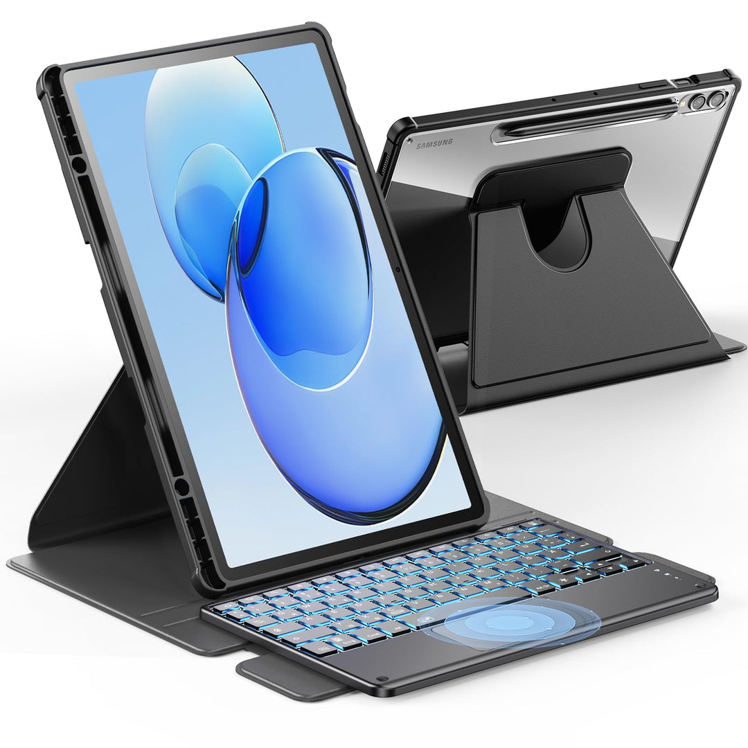 INFILAND für Samsung Galaxy Tab S10+ Plus/S9 FE+/S9 Plus Hülle mit Tastatur[Hochpräzises Touchpad],