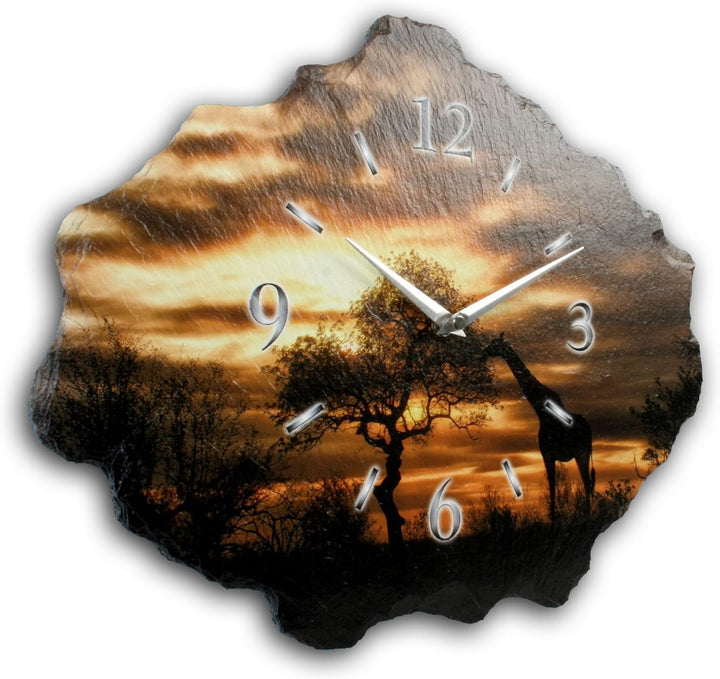 Kreative Feder Designer-Wanduhr aus Stein (Beton) mit flüsterleisem Uhrwerk - Afrika