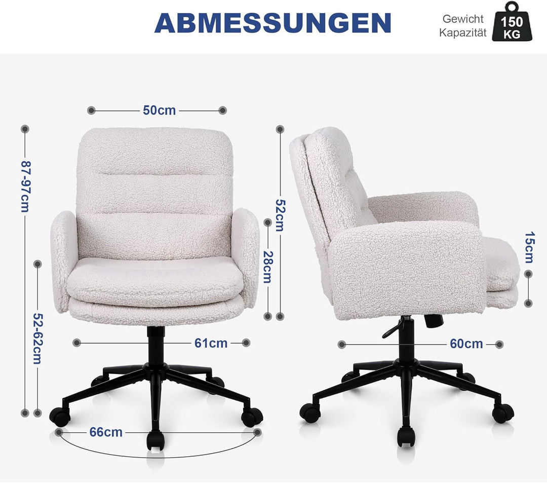 Youhauchair Schreibtischstuhl, Schminktisch Stuhl aus Kunstpelz, Bequemer Drehstuhl Schreibtisch Stu