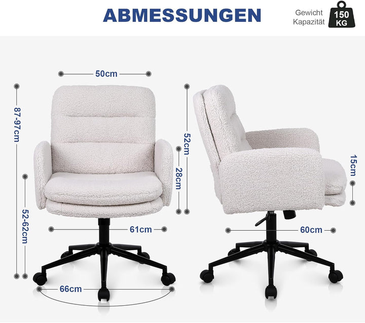 Youhauchair Schreibtischstuhl, Schminktisch Stuhl aus Kunstpelz, Bequemer Drehstuhl Schreibtisch Stu