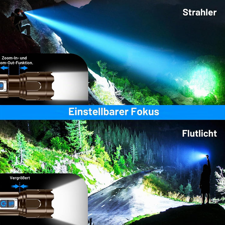 Blukar Taschenlampe LED 2 Farbtemperatur mit Hauptlicht &amp; Seitlich COB-Licht, Aufladbar Extrem Hell