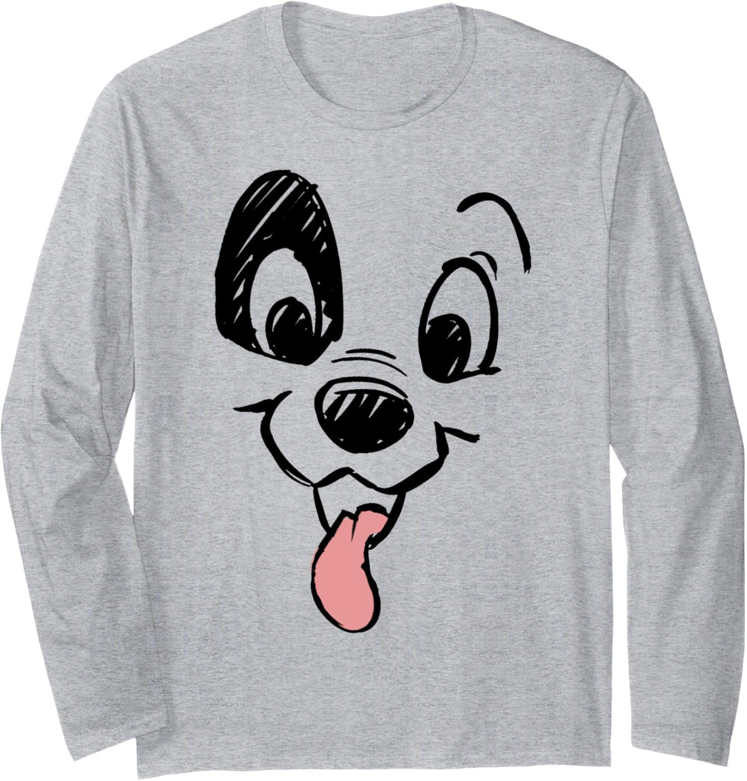 Disney 101 Dalmatians Patch Puppy Tounge Out Face Langarmshirt