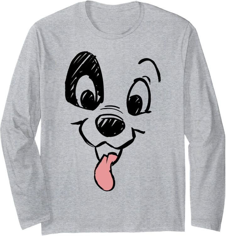 Disney 101 Dalmatians Patch Puppy Tounge Out Face Langarmshirt