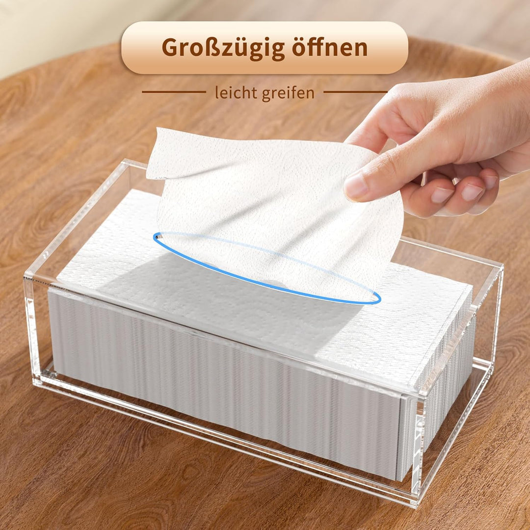 AITEE Acryl Kosmetiktücherbox: 25×13×9 cm Klarer Tücherbox mit Magnetabdeckung für Esszimmer Badezim