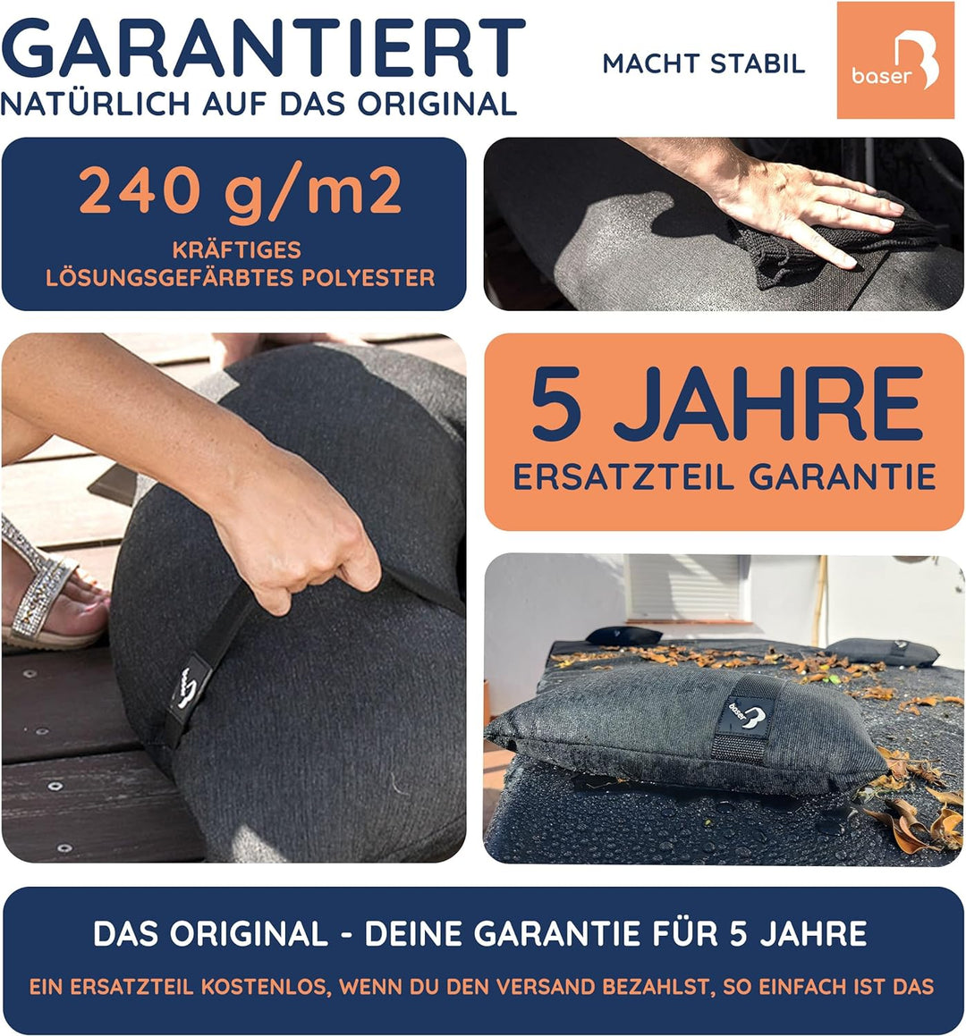 BASER - Runde auffüllbare Sandsäcke, 2 x 20 KG, auffüllbare Gewichte für Ampelschirme, Sonnenschirme