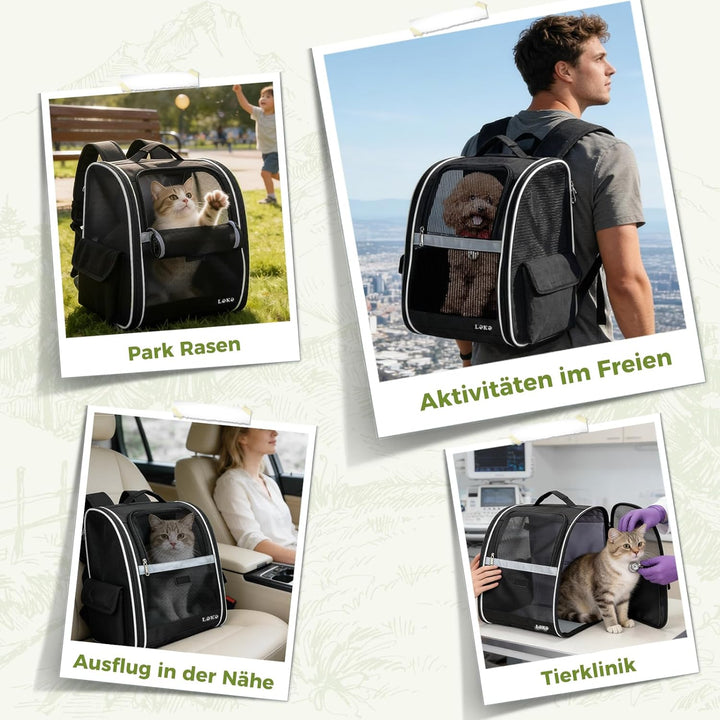 Lekesky Katzen Rucksack Hunderucksack für Mittel/Kleine Haustiere(2-10KG), KatzenRucksack mit Netzfe