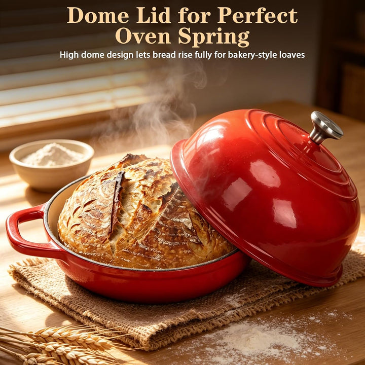 Gusseisen Topf Brot Backen, Schmortopf Gusseisen Topf mit Deckel, Dutch Oven Brotbacktopf mit Gärkor