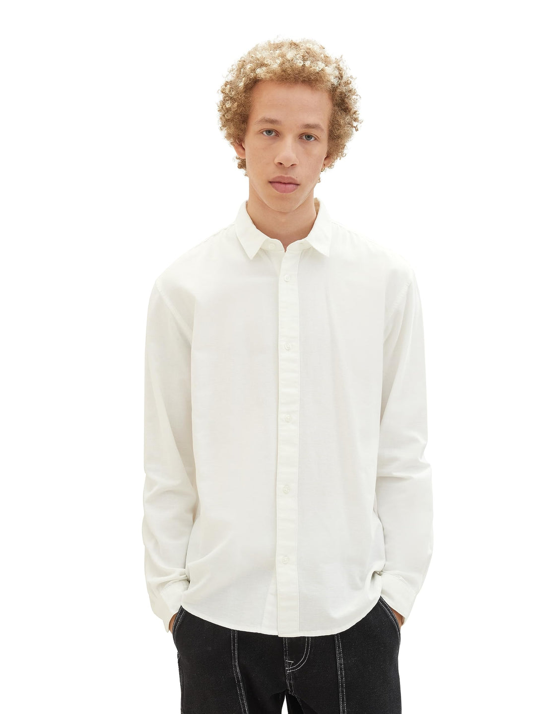 TOM TAILOR Denim Herren Relaxed Fit Oxford Hemd aus Baumwolle M 12906 - Wool White, M 12906 - Wool W