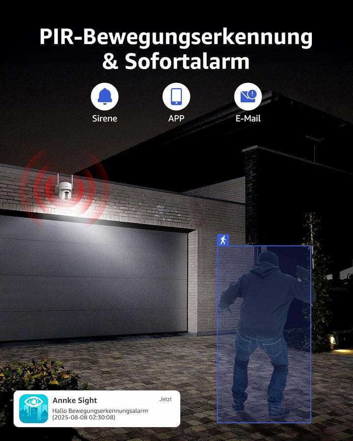 ANNKE 2er-Set 2.5K Überwachungskamera Aussen Solar Kein ABO 360° Schwenkbar | 9000 mAh Akku &amp; 3W Sol