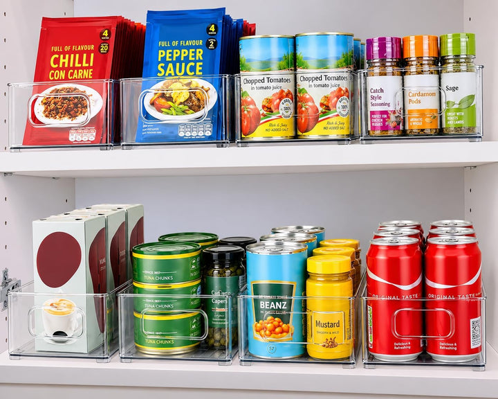 Set mit 8 spülmaschinenfesten, stapelbaren Kühlschrank-Organizern – transparente Kühlschrank-Aufbewa