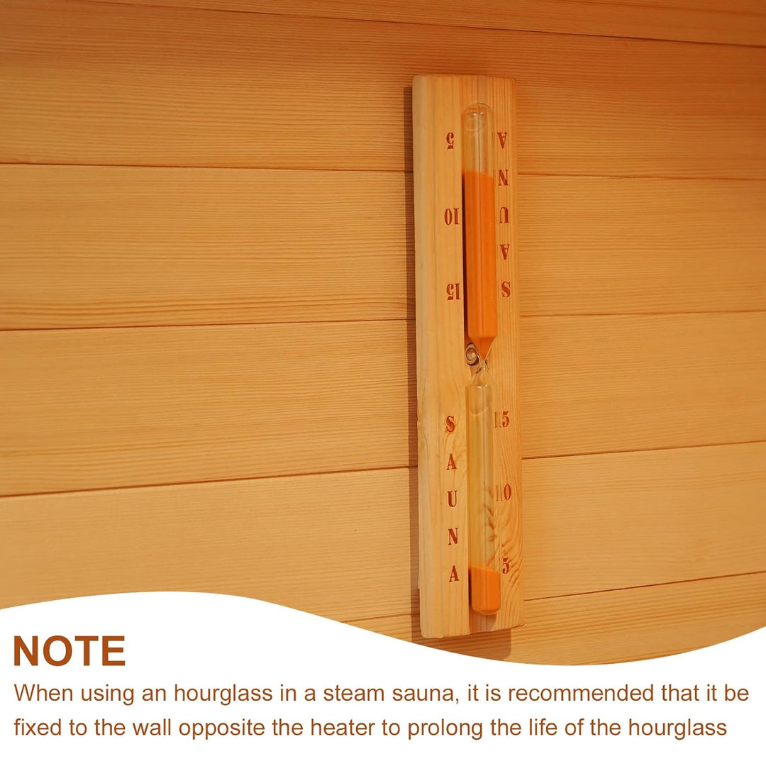 amocane Sauna-Sanduhr, 15 Minuten, Sanduhr, Sauna-Zubehör, Holz, drehbarer Timer (Hemlock-Holz) Oran
