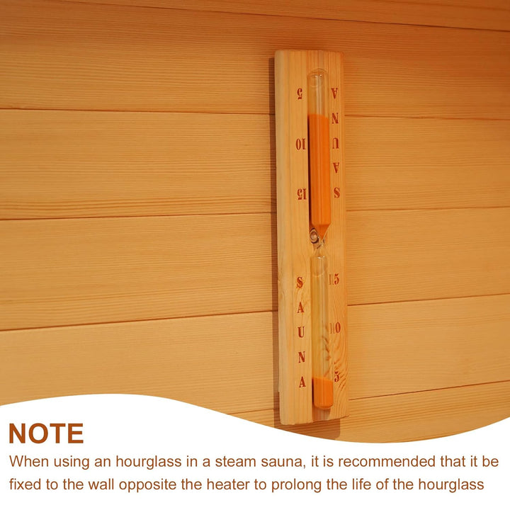 amocane Sauna-Sanduhr, 15 Minuten, Sanduhr, Sauna-Zubehör, Holz, drehbarer Timer (Hemlock-Holz) Oran