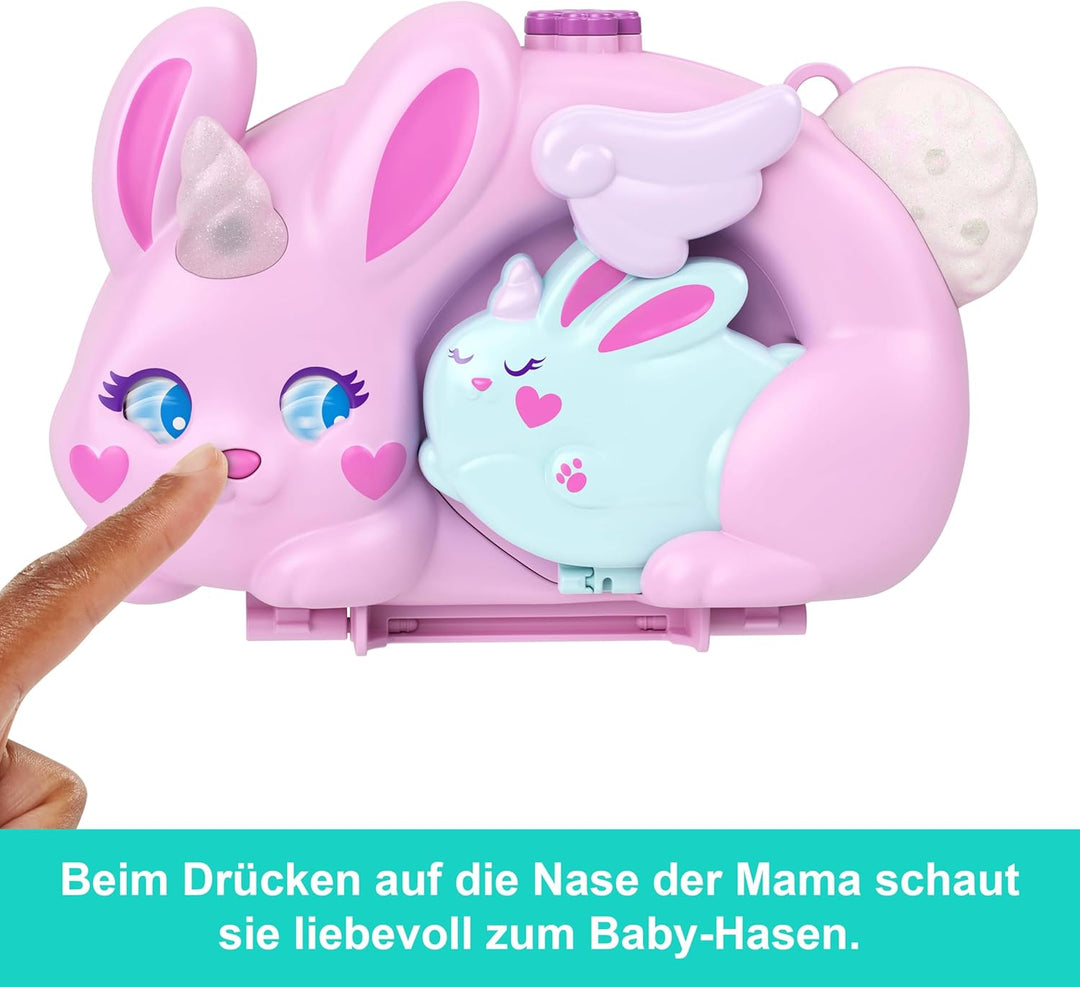 Polly Pocket tragbares Reisespielzeug mit 2 Mikropuppen und 12 Zubehörteilen inklusive Tieren, 2-in-