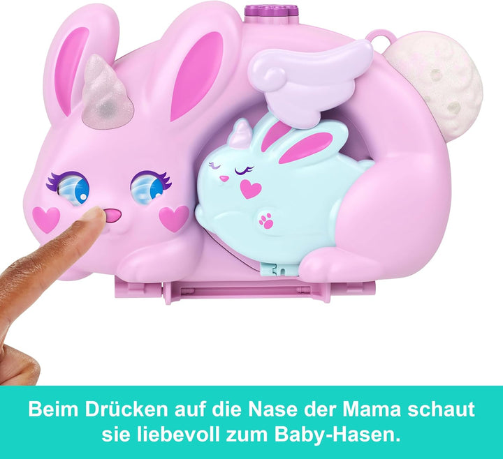 Polly Pocket tragbares Reisespielzeug mit 2 Mikropuppen und 12 Zubehörteilen inklusive Tieren, 2-in-