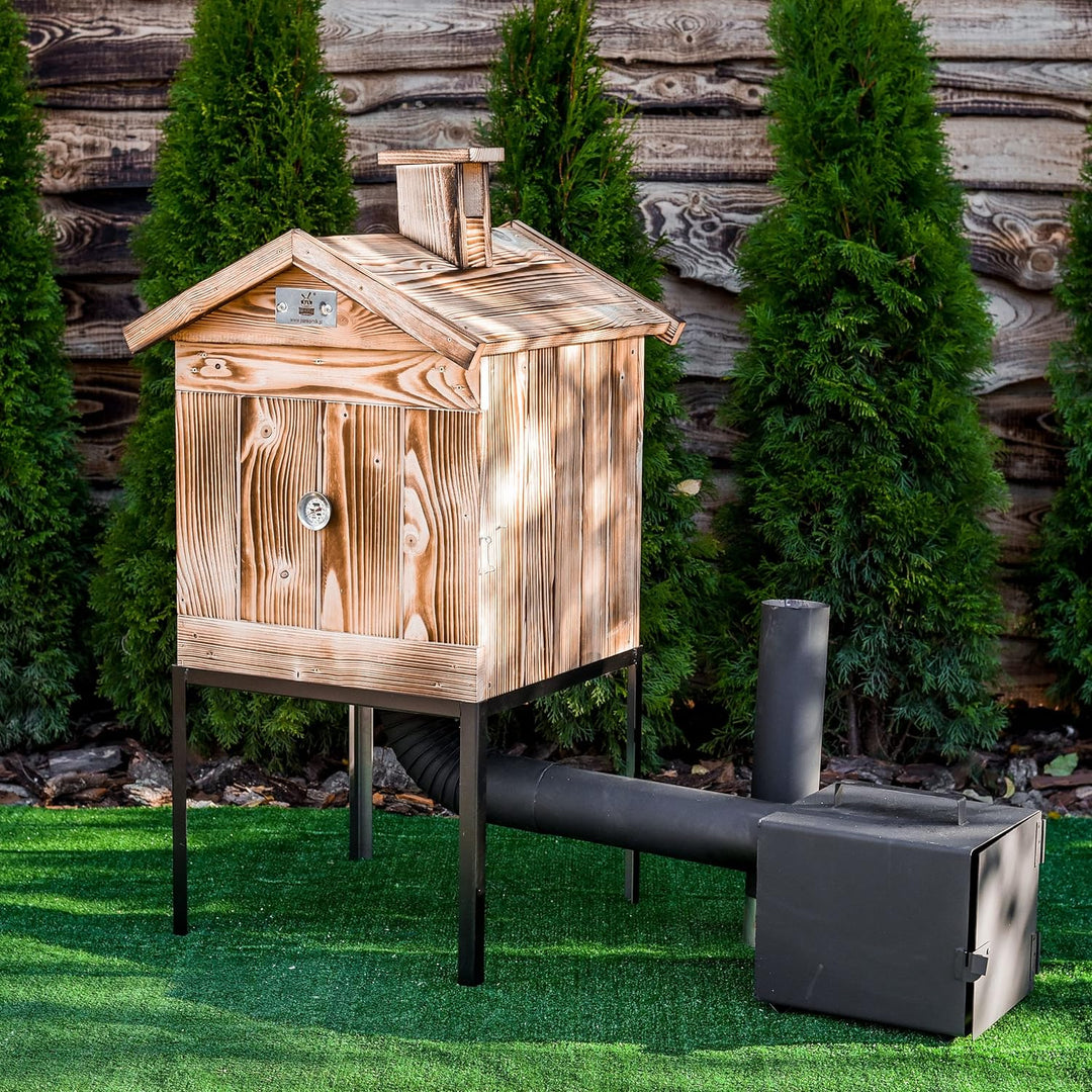 ADGO Modulare Smokerhouse 50cm, Holzräucherei aus Fichte, Holz Räucherei, Gartenräucherei, Tradition