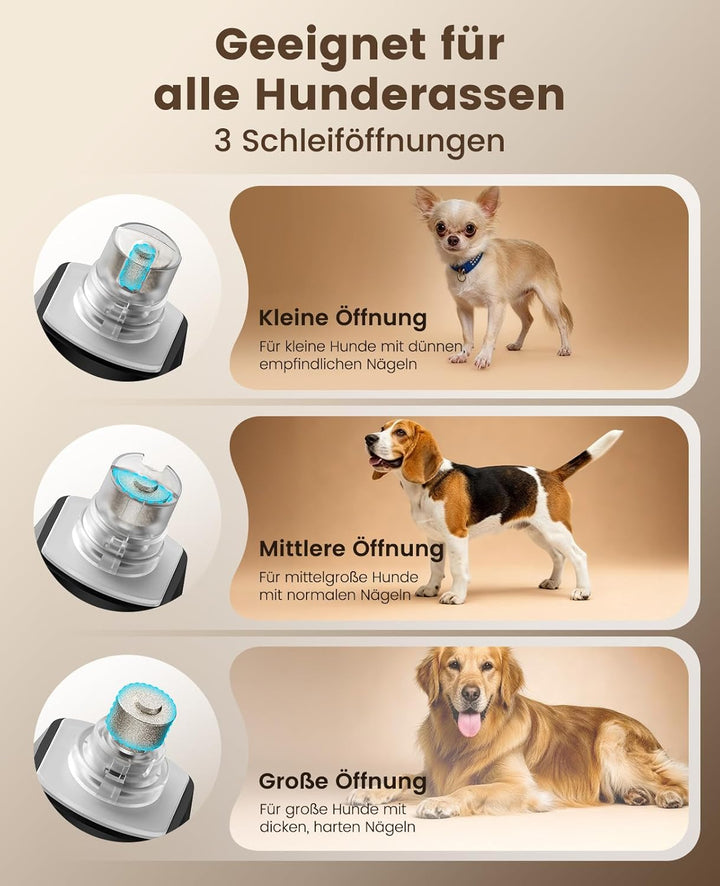 oneisall Hunde Krallenschneider mit 360° LED-Licht, Krallenschleifer für Hunde gross und klein 6 Ges