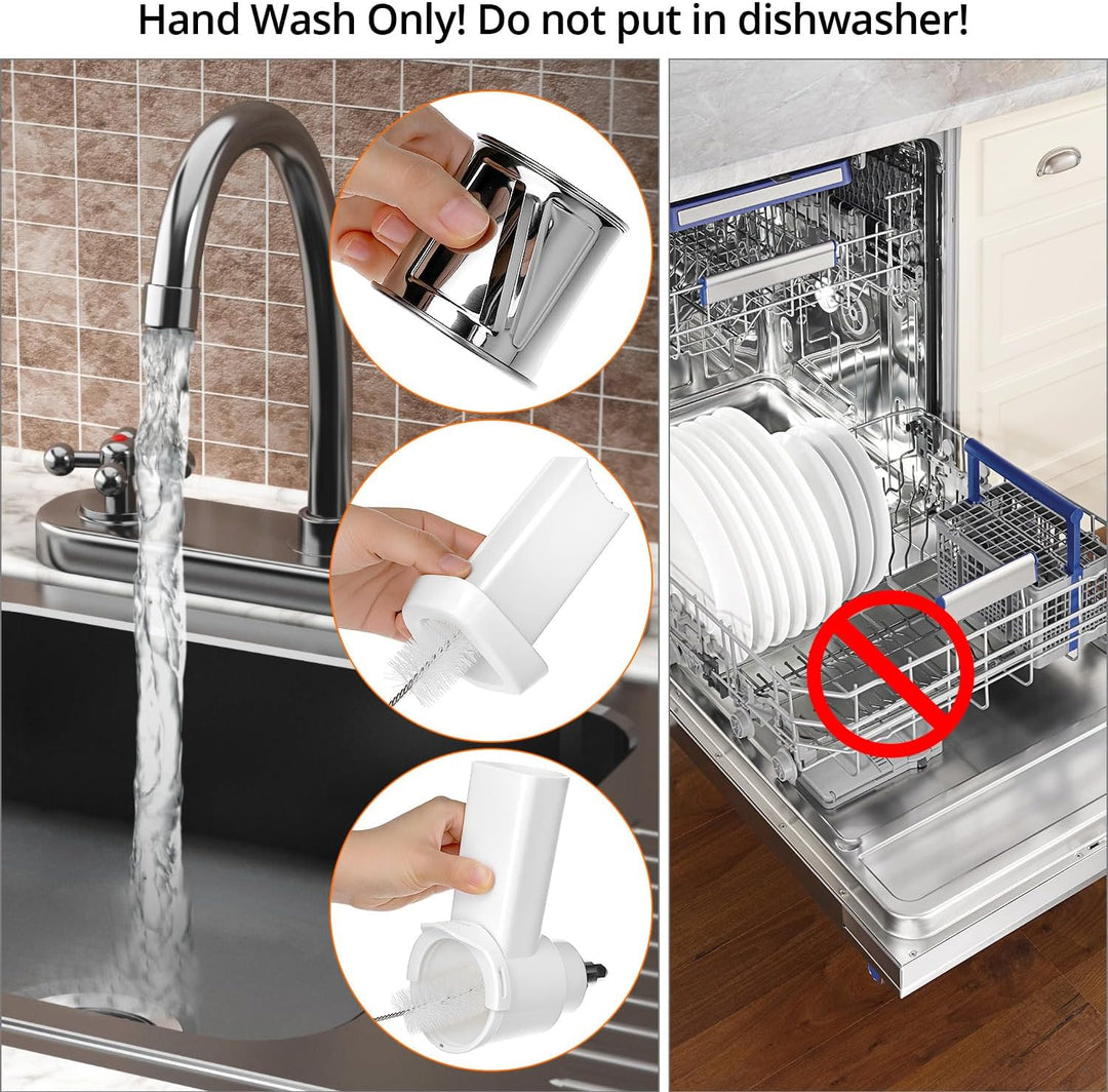 QWORK® Gemüseschneider Set, Edelstahl Slicer Shredder Aufsatz, Julienneschneider, Kompatibel mit Kit