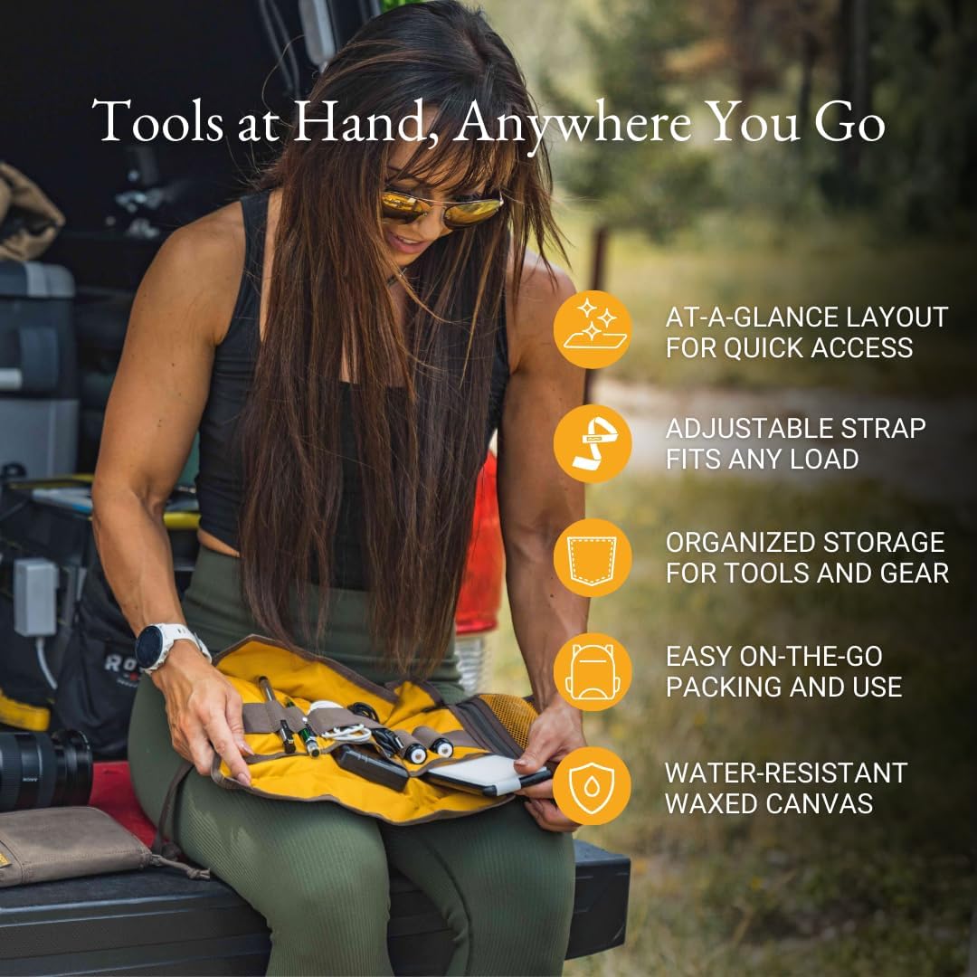 LOCHBY Tool Roll, 8x16 Inches (Unrolled) -Rugged Everyday Carry Organizer for Pens, Tools, & More -T