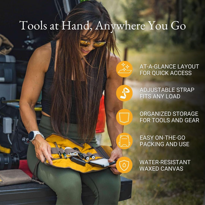 LOCHBY Tool Roll, 8x16 Inches (Unrolled) -Rugged Everyday Carry Organizer for Pens, Tools, & More -T