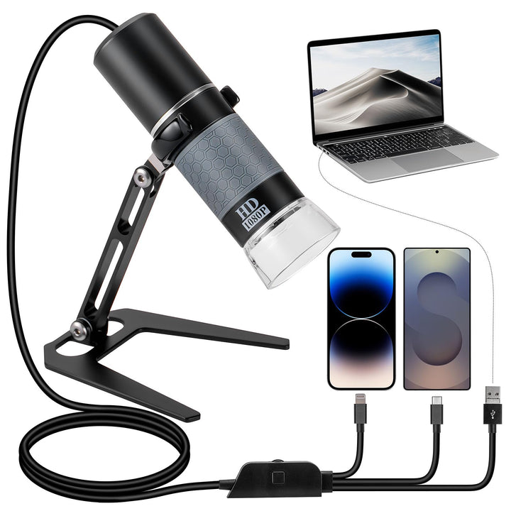 HD 1080P USB Digital Mikroskop Kamera für iPhone iPad Android PC Schwarz, Schwarz