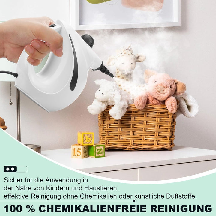 Dampfreiniger Handgerät, 1200W Hand Dampfreiniger für alles mit 8 Zubehör, 3.2 bar Dampfdruck 700ML