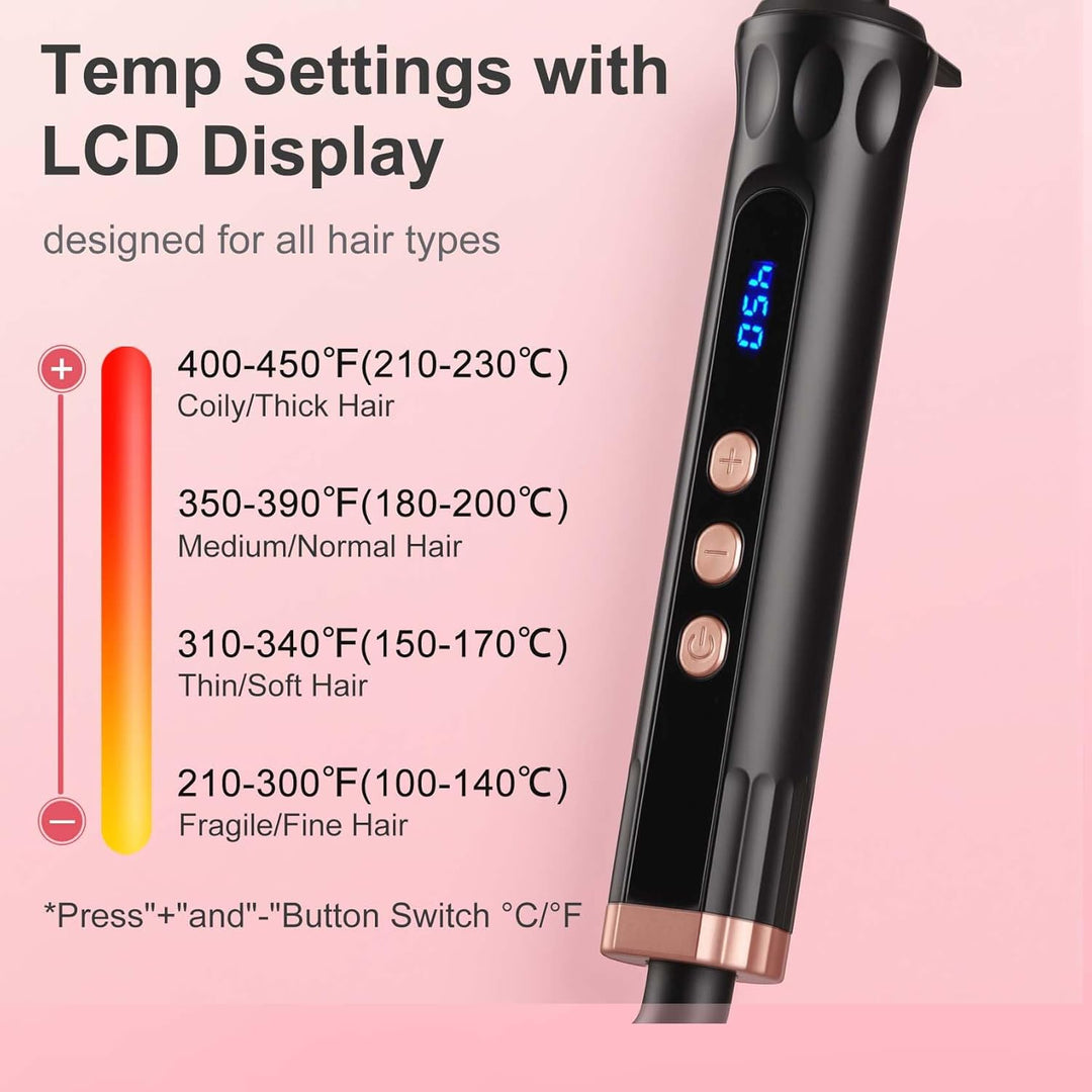 Lockenstab Kegelförmig 13-25mm, Gleichmässige Wärme Durch Keramikbeschichtung, LCD-Display mit 14 St