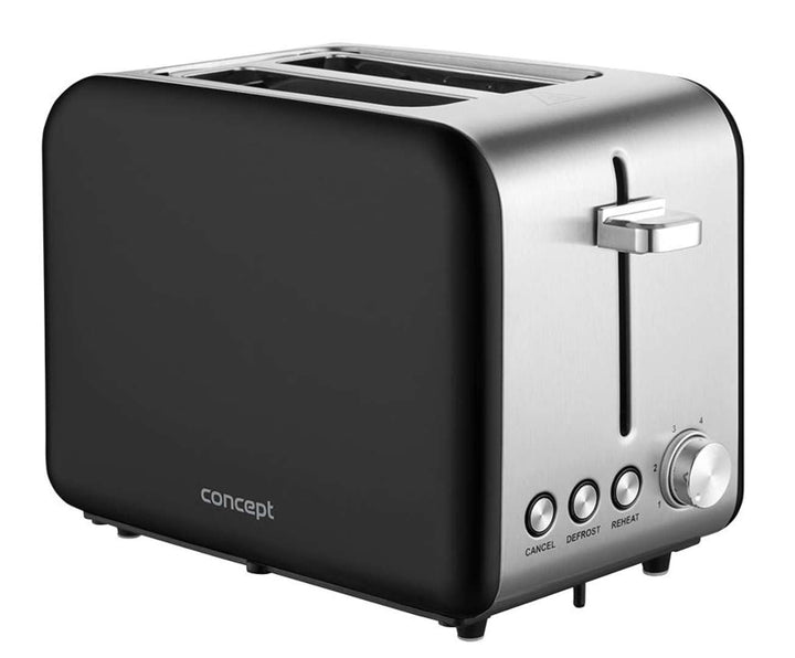 Concept TE2052 Edelstahl Toaster mit Breitem Schlitz 36mm 2 Röstkammern Elektronischer Timer 950W Ma